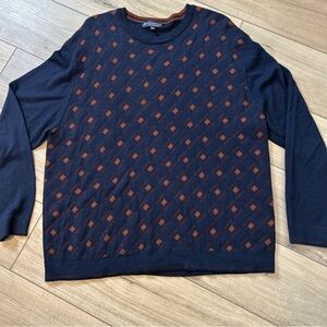 Hart Schaffner Wool Blend Sweater Blue Argyle Preppy Academia Cozy Travel XXL